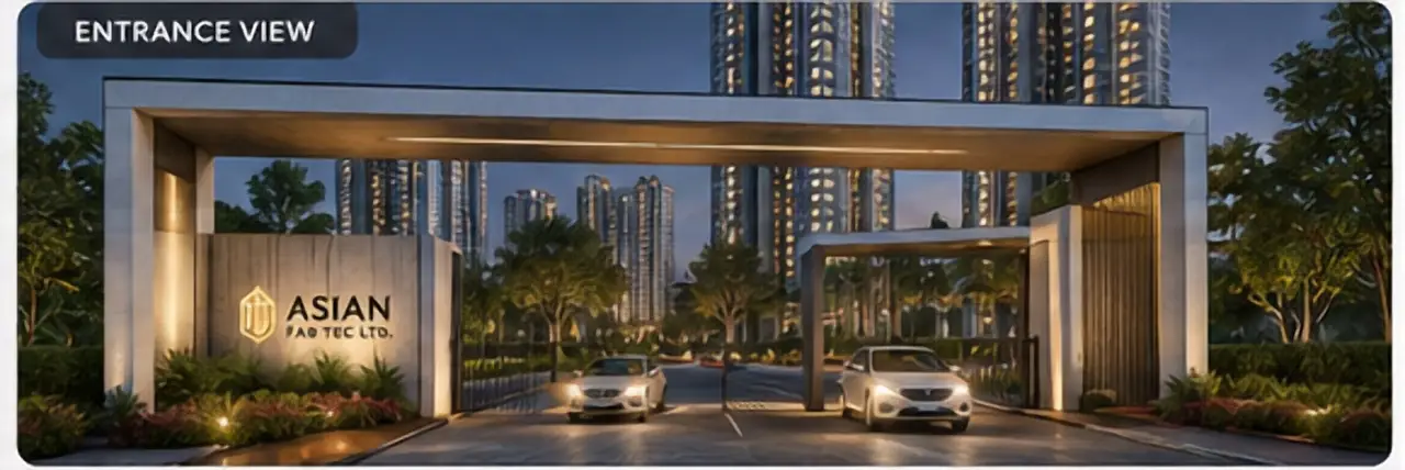 Residential entrance with security approach and landscaped frontage